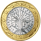 French 1 Euro €  coin