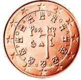 Portuguese 1 cent coin