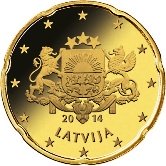 Latvian 20 cent coin