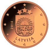 Latvian 2 cent coin