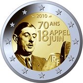 French Commemorative Coin 2010  de Gaulle French Resistance