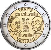 French Commemorative Coin 2013 - Treaty of Élysèe joint issue